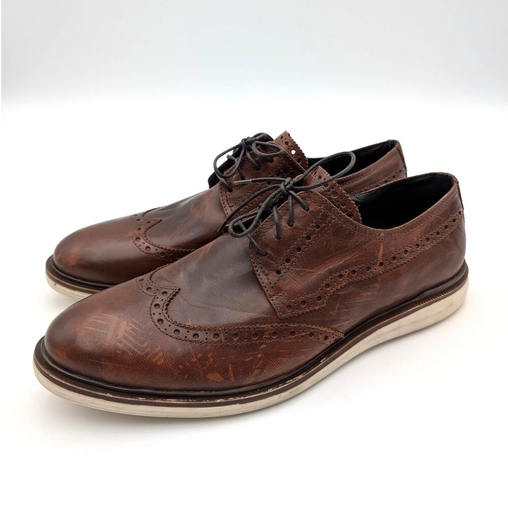 Bruno Magli UGO Lace-Up Oxford Shoes Men's British Tan Ivory Size US13M EU46